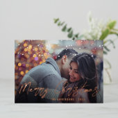 エレガント ミニマル メリークリスマス カスタム フォト 箔シーズンカード (立ち正面)