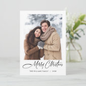 エレガント ミニマル モダンなクリスマスの2つの写真 シーズンカード (スタンド正面)