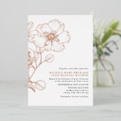 エレガント ミニマル モダン フラワー ローズゴールド 箔招待状 (立ち正面)