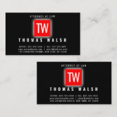 エレガント ミニマル モダン ブラック レッド デザイン 名刺 (正面/裏面)