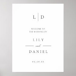 エレガント ミニマル モノグラム ウェディング ウェルカム サイン