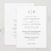 エレガント ミニマル モノグラム オールインワン ウェディング 招待状 (正面/裏面)