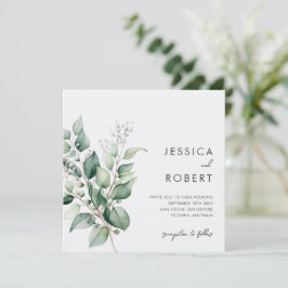 エレガント ミニマル ユーカリ ウェディング 招待状