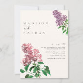 エレガント ミニマル ライラック ウェディング 招待状 (正面)
