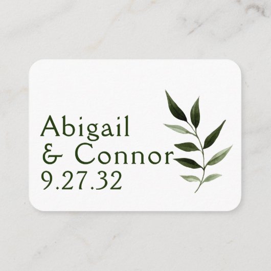 エレガント ミニマル リーフ グリーン オリーブ ハンター ウェブ QR エンクロージャーカード (裏面)