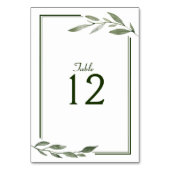 エレガント ミニマル リーフ フレーム 緑 オリーブ ハンター テーブルナンバー (裏面)