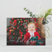 エレガント ミニマル レッド スクリプト フォト シーズンカード (スタンド正面)