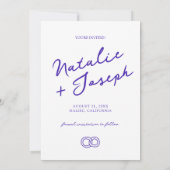 エレガント ミニマル レトロ ファン ユニーク モダン ウェディング セーブザデート (裏面)