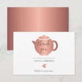 エレガント ミニマル ローズゴールド ブライダルシャワー ティー サンキューカード (正面/裏面)