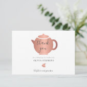 エレガント ミニマル ローズゴールド ブライダル シャワー ティー サンキューカード (スタンド正面)
