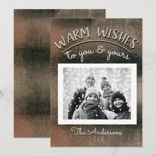 エレガント ミニマル ローズゴールド ブラック クリスマス フォト 招待状 (正面/裏面)