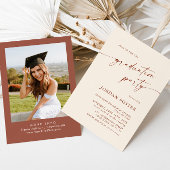 エレガント ミニマル ワンフォト 卒業パーティー 招待状