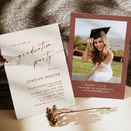 エレガント ミニマル ワンフォト 卒業パーティー 招待状