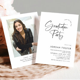 エレガント ミニマル ワンフォト 卒業パーティー 招待状