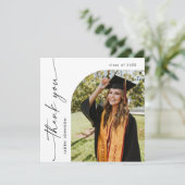 エレガント ミニマル 卒業写真1枚 QRコード サンキューカード (スタンド正面)