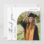 エレガント ミニマル 卒業写真1枚 QRコード サンキューカード (正面)