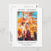 エレガント ミニマル 卒業写真 ありがとう ポストカード (正面/裏面)