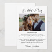 エレガント ミニマル 小規模な結婚式 縮小 フォト 案内状 (正面/裏面)