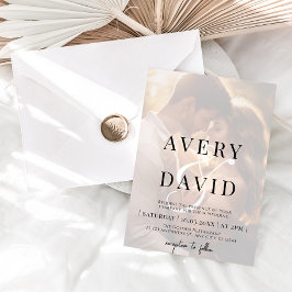 エレガント ミニマル 現代の結婚式写真 招待状