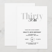 エレガント ミニマル 30歳の誕生日パーティー招待状 招待状 (正面/裏面)