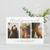 エレガント ミニマル 3 枚の写真 ありがとう ウェディング サンキューカード (スタンド正面)