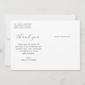 エレガント ミニマル 3 枚の写真 ありがとう ウェディング サンキューカード (裏面)