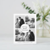 エレガント ミニマル 4 フォト ウェディング サンクスカード ポストカード (スタンド正面)