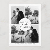 エレガント ミニマル 4 フォト ウェディング サンクス ポストカード (正面)