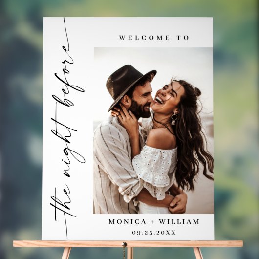 エレガント ミニマル WELCOME リハーサル ディナー フォト アクリルサイン (ニュートラル)