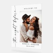 エレガント ミニマル WELCOME リハーサル ディナー フォト アクリルサイン (傾斜)