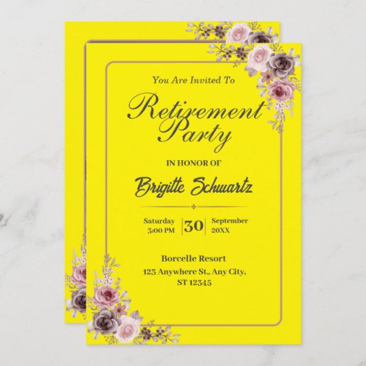 エレガント&ミニリスト写真退職パーティー招待状 シーズンカード (正面/裏面)