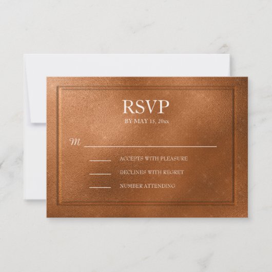 エレガント メタル コッパー 結婚式 RSVP (正面)
