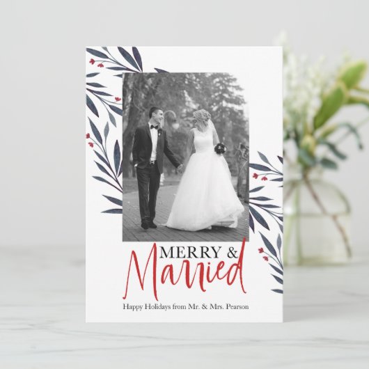 エレガント「メリー&結婚した」ホリ結婚ーの写真 招待状 (スタンド正面)