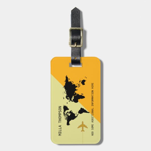 エレガント、モダンおよび幾何学旅行の黄色 ラゲッジタグ (正面縦)