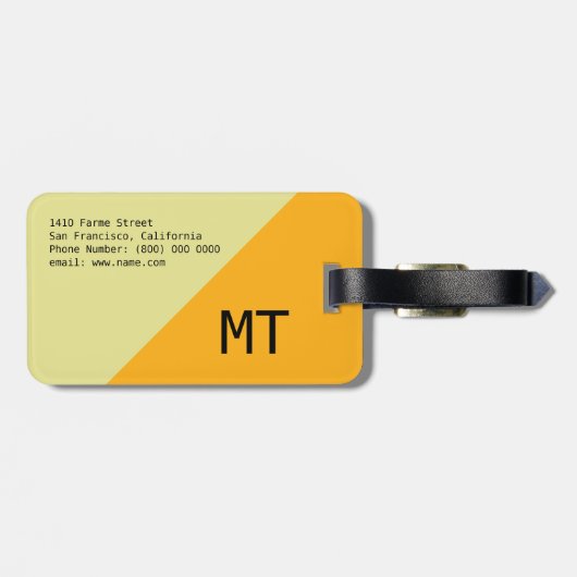 エレガント、モダンおよび幾何学旅行の黄色 ラゲッジタグ (裏面横)