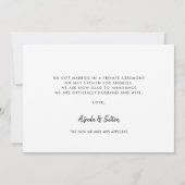 エレガント&モダンたった今結婚しましたフォトカード 案内状 (裏面)