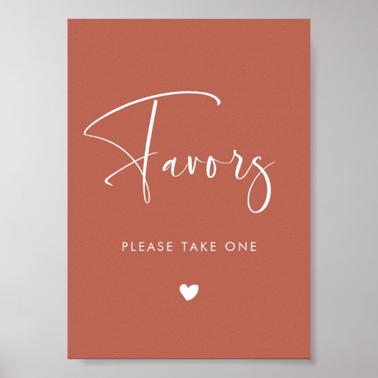エレガント＆モダンな赤い粘土のウェディング フェイバーズ サイン (正面)