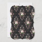 エレガント&モダンの結婚フローラDAMASKブラック 招待状 (裏面)