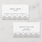 エレガント,,モダンクラシックグレーと白いシェブロン 名刺 (正面/裏面)