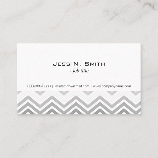 エレガント,,モダンクラシックグレーと白いシェブロン 名刺 (正面)