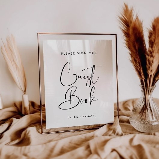 エレガント&モダンゲストブックのサイン結婚に署名 ポスター