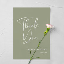 エレガント&モダンセージグリーン結婚のサンキューカード