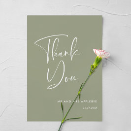 エレガント&モダンセージグリーン結婚のサンキューカード 招待状