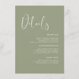 エレガント&モダンセージグリーン結婚の詳細 エンクロージャーカード