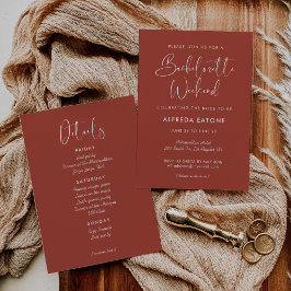 エレガント&モダンテラコッタバチェロレッテ週末 招待状