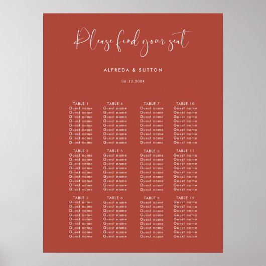 エレガント&モダンテラ結婚コッタの座席表 ポスター (正面)