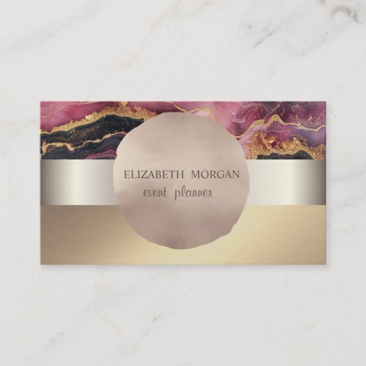 エレガント,モダンバラ金ゴールドサークルブルゴーニュ大理石 名刺 (正面)