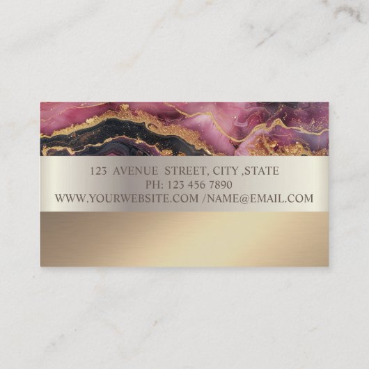 エレガント,モダンバラ金ゴールドサークルブルゴーニュ大理石 名刺 (裏面)