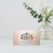 エレガント、モダンバラ金ゴールドブラシストロークロータス 名刺 (スタンド正面)
