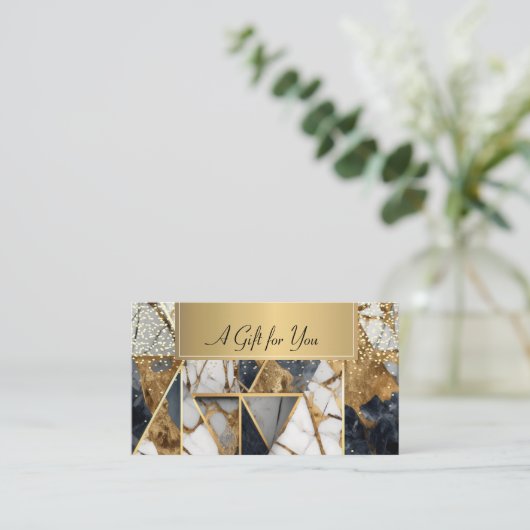 エレガント,モダンプロフェッショナル大理石金ゴールド幾何学模様 割引カード (スタンド正面)